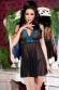 Babydoll in tulle con coppe in pizzo. Nero turchese