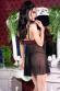 Babydoll in tulle con coppe in pizzo. Nero rosa scuro