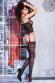 Catsuit ricamata effetto reggicalze con pizzo e asolature.