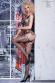 Catsuit in rete e pizzo effetto guepiere con calze.