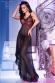 Abito da camera in tulle nero con ricami rossi in pizzo.