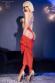 Collant velati in Lycra effetto reggicalze. Colore rosso.