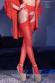 Collant velati in Lycra effetto reggicalze. Colore rosso.