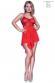 Babydoll rosso in tulle e pizzo con spalline incrociate.