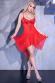 Babydoll rosso in tulle con inserto in pizzo e bijoux.