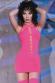 Neon pink stretch mini dress with decorative lacings.