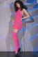 Neon pink stretch mini dress with decorative lacings.