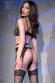 Completo intimo 4 pezzi in pizzo con calze. Nero