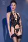 Guepiere set 3 pezzi con calze. Nero