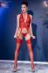 Guepiere set 3 pezzi con calze. Rosso