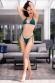 Mini bikini verde 3 pezzi con tanga e perizoma.