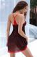 Babydoll a pois con merletti in pizzo. Nero-rosso