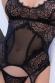 Guepiere in tulle and eyelash lace + stockings.