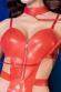 Body rosso in ecopelle con collare e laccio.