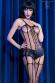 Bodystocking a rete con pantaloncini in tessuto semilucido.