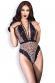 Body leopardato in tulle e pizzo con laccetto.
