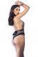 Body leopardato in tulle e pizzo con laccetto.