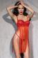 Babydoll rosso con ferretto e lunghe frange.