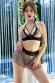 Completo 3 pezzi in tulle leopardato.