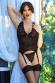 Guepiere in tulle e pizzo con motivo posteriore + calze.