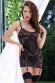 Chemise in pizzo e tulle con schiena scoperta e calze.