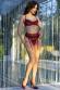 Set intimo 4 pezzi rosso/nero con calze.
