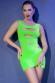 Double face mini dress with large openings. Neon green