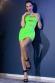 Double face mini dress with large openings. Neon green