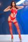 Set 4 pz. in tessuto semilucido con calze e frustino. Rosso