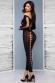 Footless opaque bodystocking with oval cutouts.