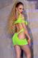 Double face mini dress with large openings. Neon green