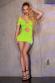 Double face mini dress with large openings. Neon green