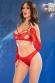 Intimo 2 pezzi in satin e pizzo con aperture. Rosso