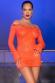 Chemise in pizzo a maniche lunghe. Arancione