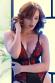 Body in satin e pizzo nero/rosso con calze.