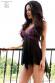 CHILIROSE: babydoll in tulle e pizzo nero/viola.