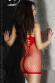 CHILIROSE: miniabito a rete con aperture stringate. Nero-rosso.