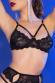 Set 4 pezzi in pizzo floreale nero con calze.