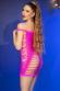 Mini abito aderente con asole ed intagli. Fucsia