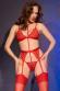 Intimo 4 pezzi in pizzo con collarino + calze. Rosso