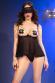 Babydoll con catenelle, perizoma, benda e copricapezzoli. Nero