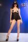 Babydoll con catenelle, perizoma, benda e copricapezzoli. Nero