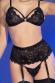 Completo intimo 4 pezzi in pizzo con calze. Nero