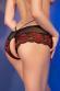 Slip bicolore aperti al cavallo in tulle e pizzo. Nero-rosso.