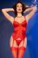 Set intimo 3 pz in satin e pizzo con calze. Rosso
