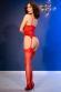 Set intimo 3 pz in satin e pizzo con calze. Rosso