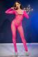 Catsuit a rete sottile a maniche lunghe. Rosa