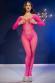 Catsuit a rete sottile a maniche lunghe. Rosa