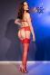 Set intimo rosso 5 pezzi con reggicalze, calze e frustino