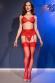 Set intimo rosso 5 pezzi con reggicalze, calze e frustino